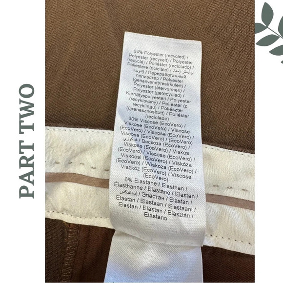 Part Two  CLEASPW Classic Fit Regular Waist Slim Leg Above Ankle Brown Size 2 - Picture 9 of 9
